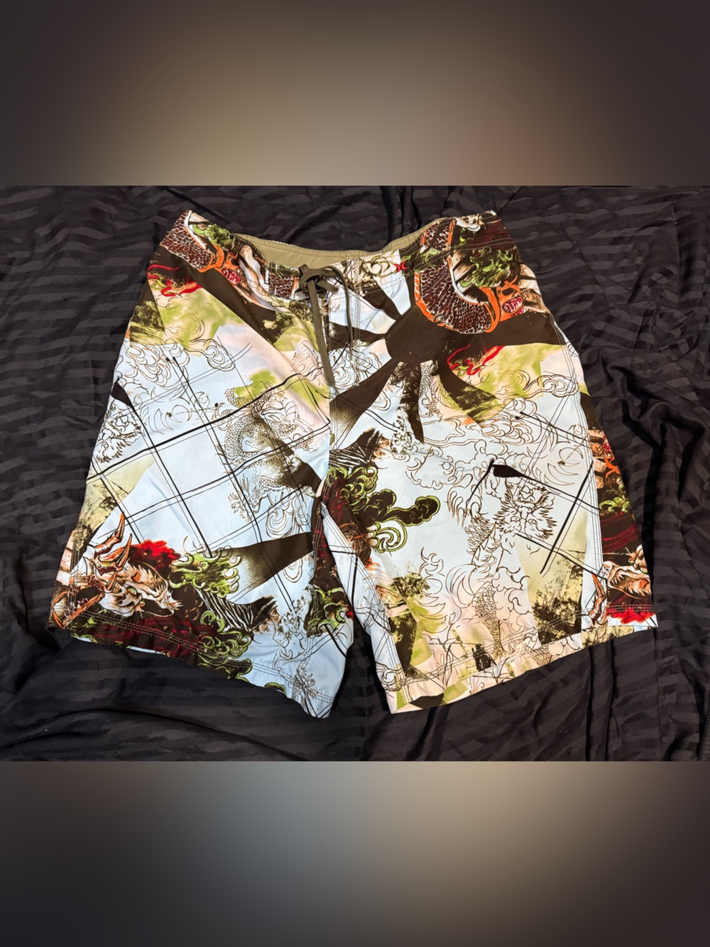 Vintage 2007 Hurley Dragon Demon Board Shorts